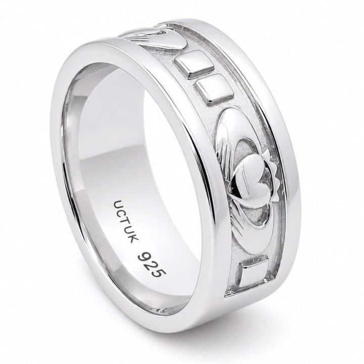 Mens Sterling Silver UMS-6343 Wedding Claddagh Ring