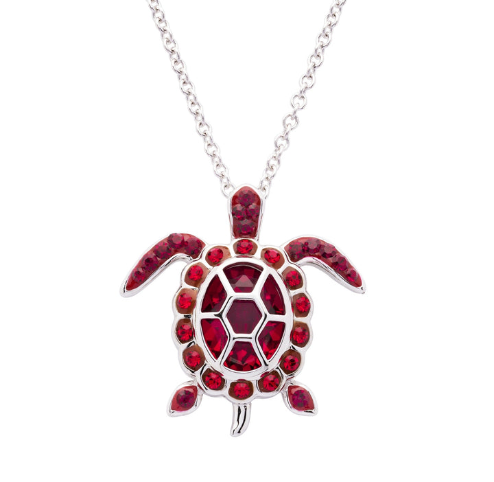 Sterling Silver January Turtle Pendant with Swarovski Crystals and Chain - OC253 - CladdaghRING.com