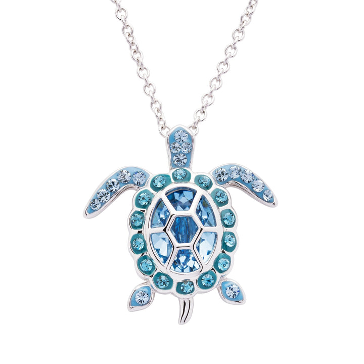 Sterling Silver March Turtle Pendant with Swarovski Crystals and Chain - OC255 - CladdaghRING.com