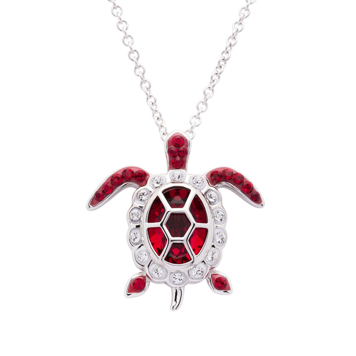 Sterling Silver July Turtle Pendant with Swarovski Crystals and Chain - OC259 - CladdaghRING.com