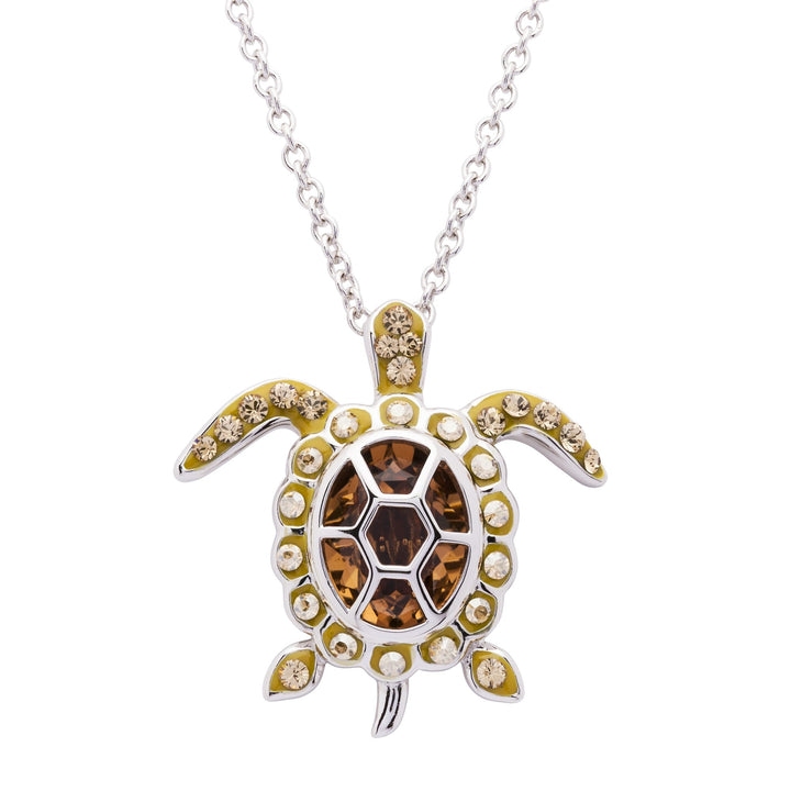 Sterling Silver November Turtle Pendant with Swarovski Crystals and Chain - OC263 - CladdaghRING.com