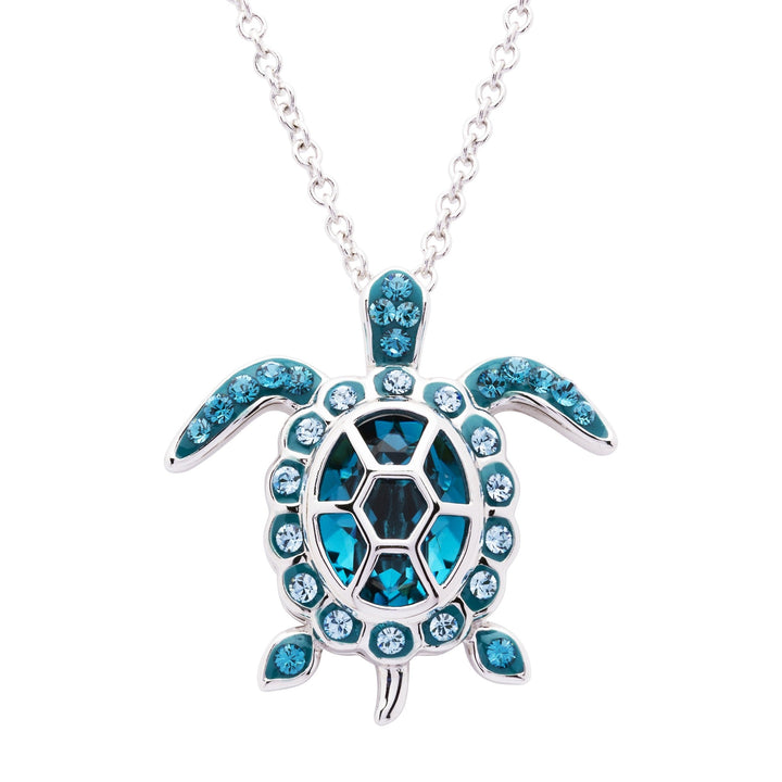 Sterling Silver December Turtle Pendant with Swarovski Crystals and Chain - OC264 - CladdaghRING.com