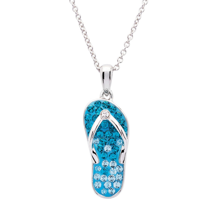 Sterling Silver Flip Flop Pendant with Swarovski Crystals and Chain - OC274 - CladdaghRING.com