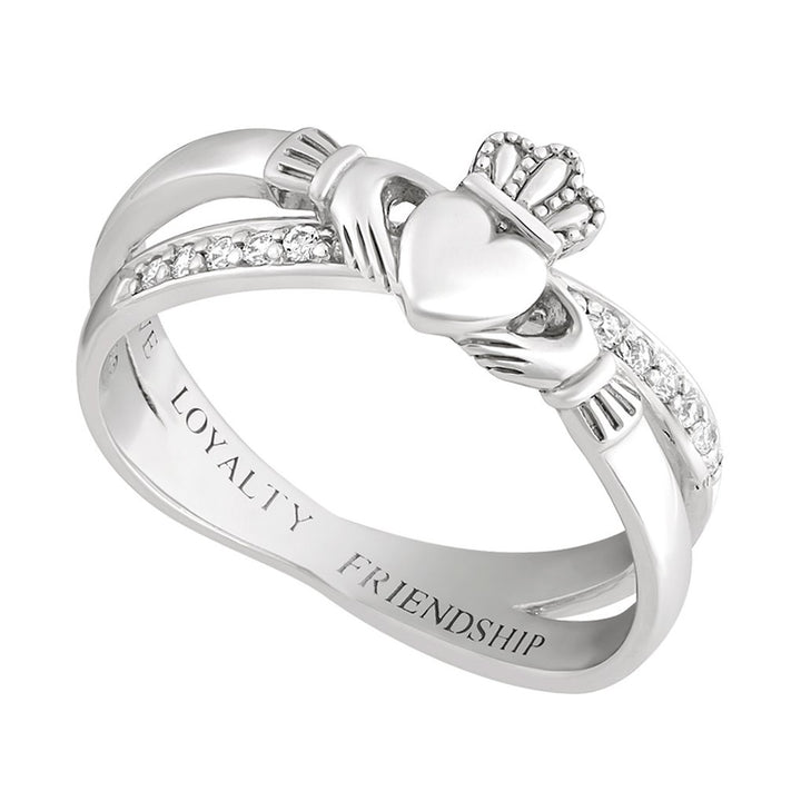 Claddagh Kiss Ring S-S21063 Ladies Sterling Silver - CladdaghRING.com