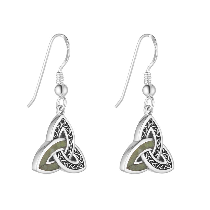 Sterling Silver Connemara Marble Trinity Knot Earrings - S34249 - CladdaghRING.com