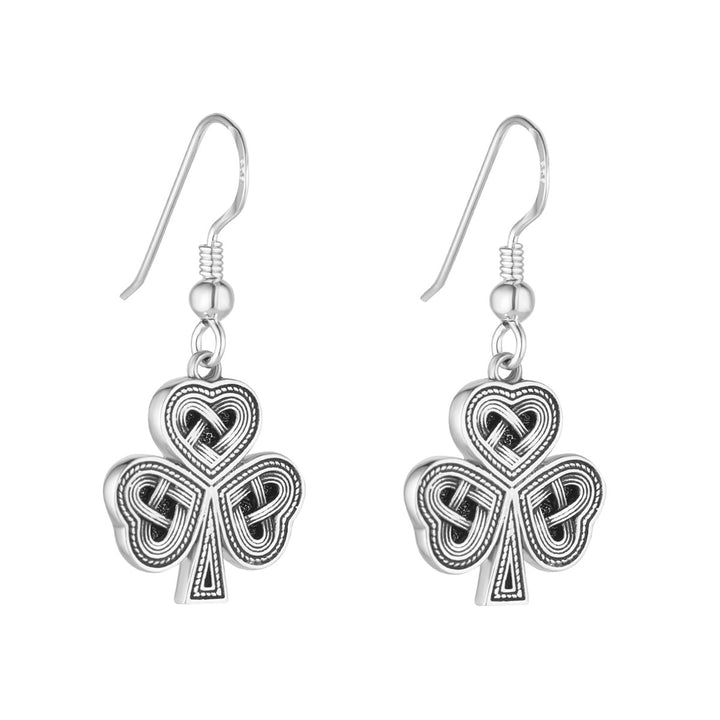 Sterling Silver Oxidised Celtic Shamrock Earrings - S34250 - CladdaghRING.com
