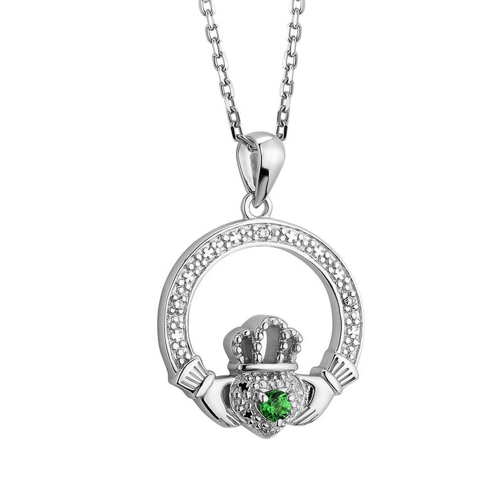 Sterling Silver Illusion Claddagh Pendant with Chain - S46620 - CladdaghRING.com