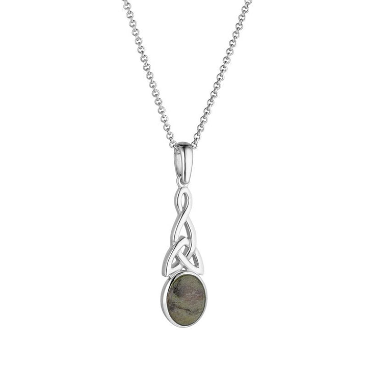 Sterling Silver Connemara Marble Trinity Knot Pendant with Chain - S47008 - CladdaghRING.com