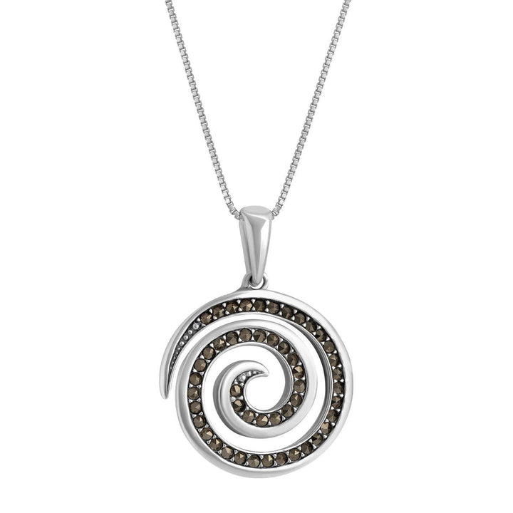Sterling Silver Marcasite Celtic Swirl Pendant with Chain - S47223 - CladdaghRING.com