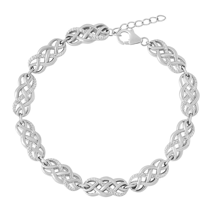 Sterling Silver and White CZ Celtic Knot Bracelet S50215 - CladdaghRING.com
