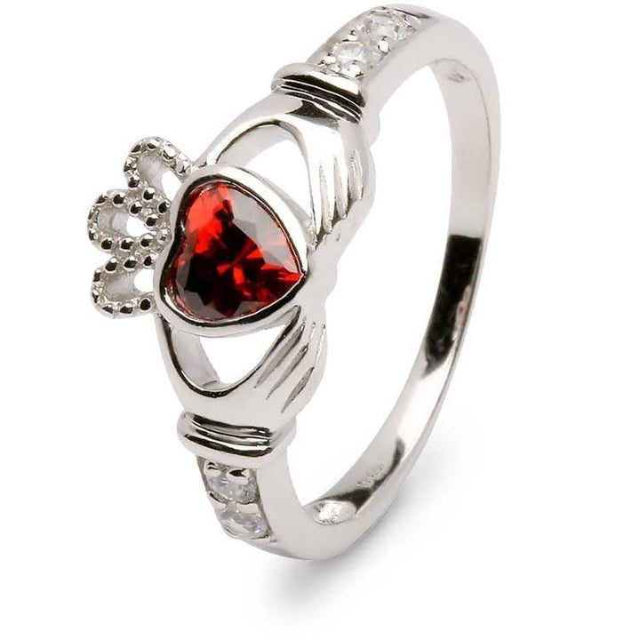 Retired JANUARY Birthstone Silver Claddagh Ring LS-SL90DC-1 No Inscription - Claddagh Ring