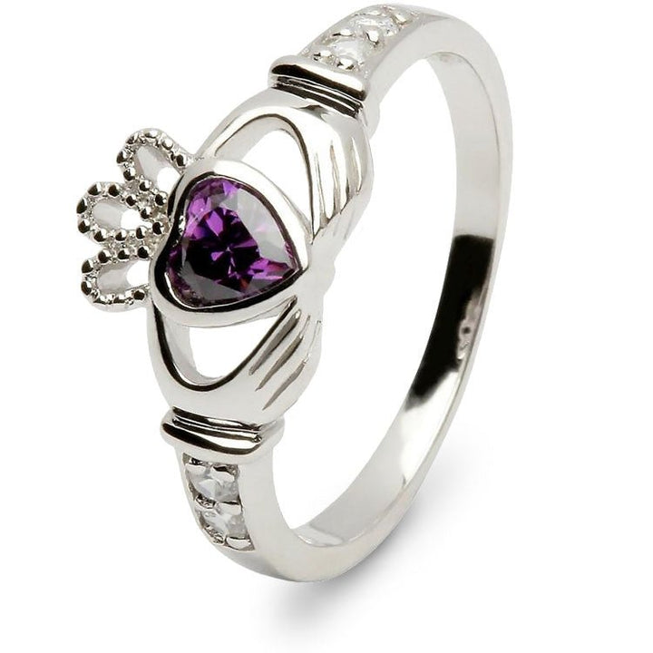 Retired JUNE Birthstone Silver Claddagh Ring LS-SL90DC-6 No Inscription - Claddagh Ring