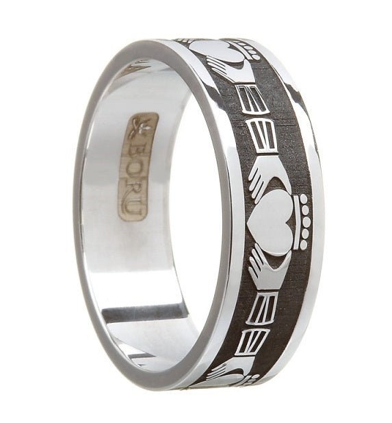 Men's Sterling Silver Oxidised Claddagh Wedding Ring - MS-WED2-O - Claddagh Ring