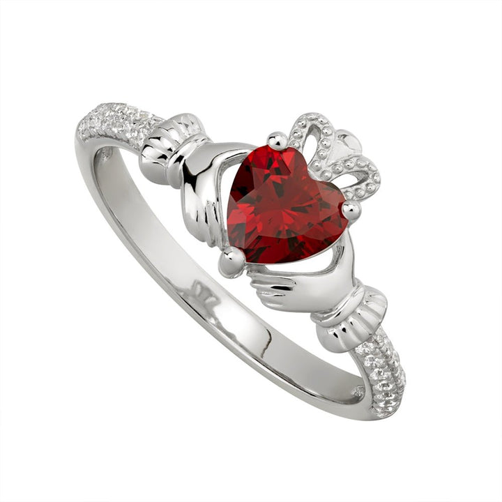 JANUARY Birthstone Sterling Silver Claddagh Ring S-S21062-1 - Claddagh Ring