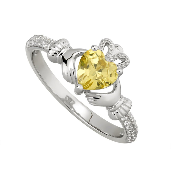 NOVEMBER Birthstone Sterling Silver Claddagh Ring S-S21062-11 - Claddagh Ring