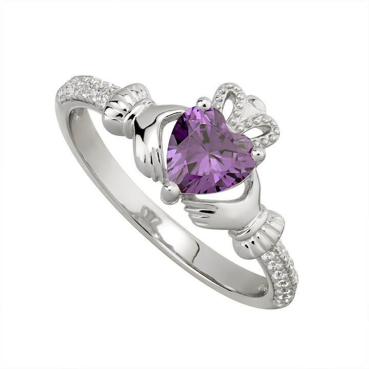 FEBRUARY Birthstone Sterling Silver Claddagh Ring S-S21062-2 - Claddagh Ring