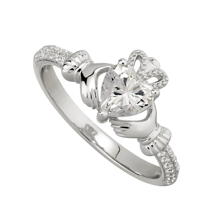 APRIL Birthstone Sterling Silver Claddagh Ring S-S21062-4 - Claddagh Ring