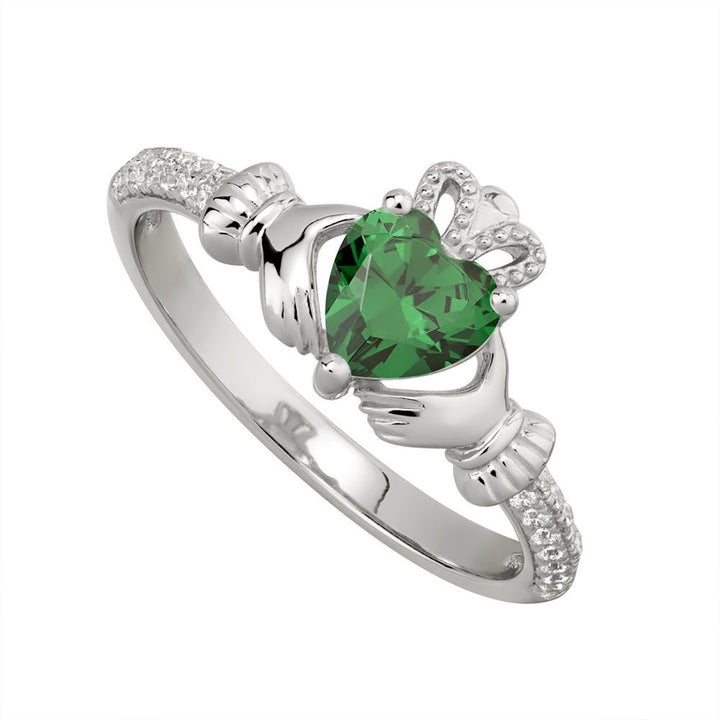 MAY Birthstone Sterling Silver Claddagh Ring S-S21062-5 - Claddagh Ring