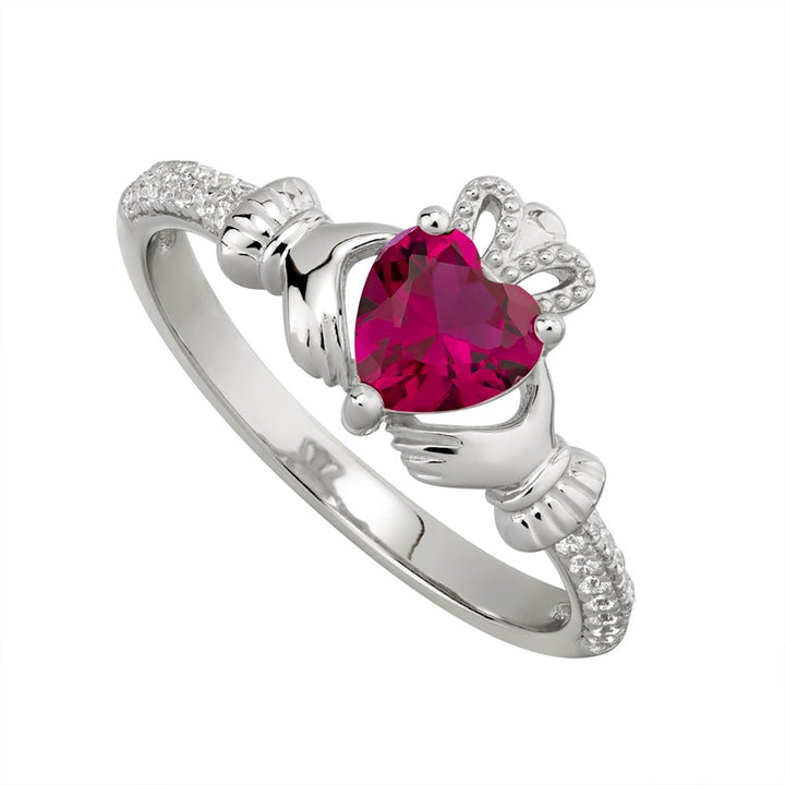 JULY Birthstone Sterling Silver Claddagh Ring S-S21062-7 - Claddagh Ring