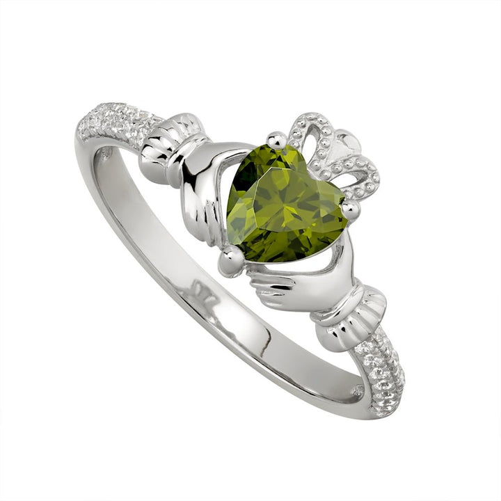 AUGUST Birthstone Sterling Silver Claddagh Ring S-S21062-8 - Claddagh Ring