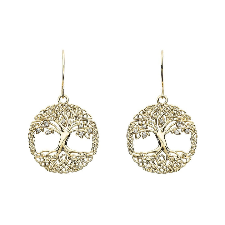 10K Yellow Gold Tree of Life Earrings 10E660 - Claddagh Ring