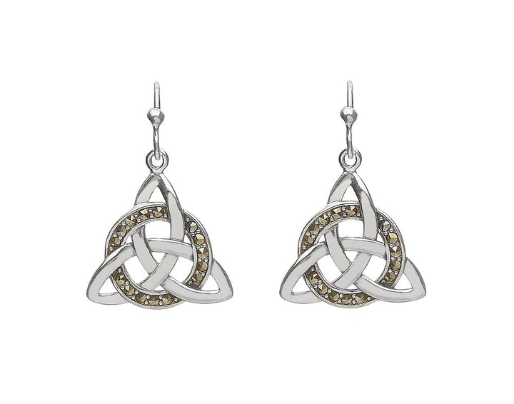 Sterling Silver Marcasite Celtic Drop Earrings - ANU2083 - Claddagh Ring
