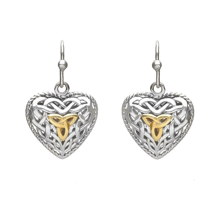 Sterling Silver Puffy Heart Celtic Trinity Earrings - ANU2084 - Claddagh Ring