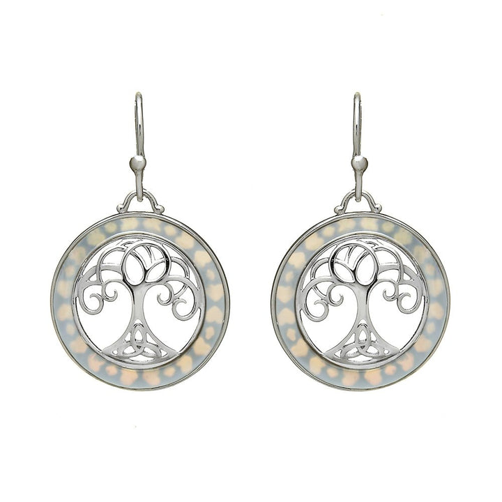 Sterling Silver Mother of Pearl Tree of Life Earrings - ANU2115 - Claddagh Ring