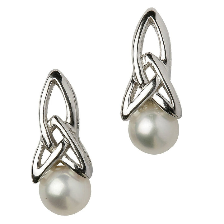 Ladies Celtic Pearl Earrings LS-SECP1 - Claddagh Ring