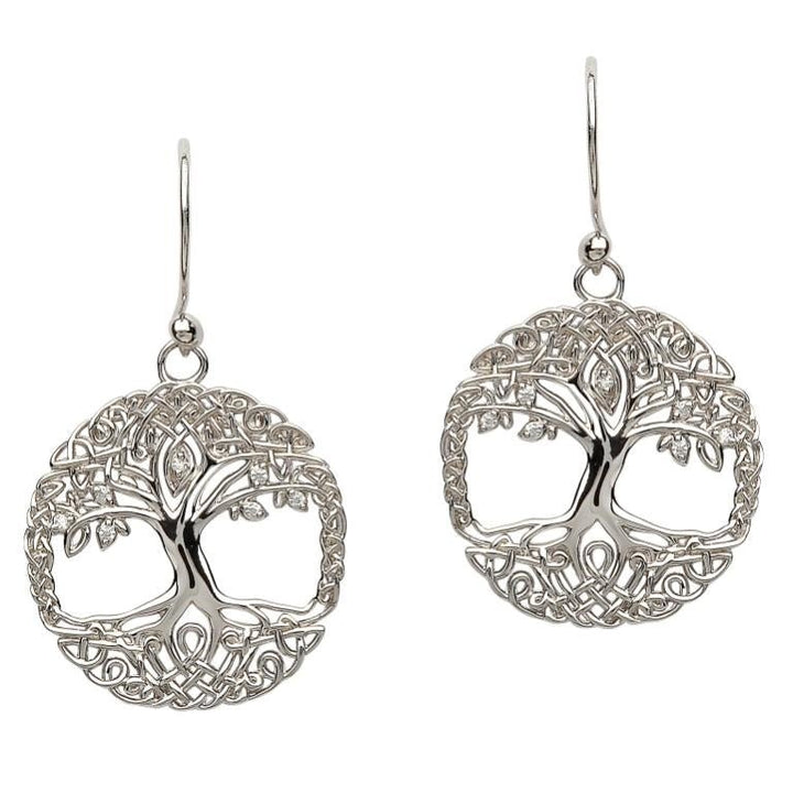 Sterling Silver Tree of Life Earrings SE2103CZ - Claddagh Ring