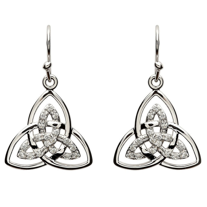 Sterling Silver Celtic Stone Set Trinity Knot Earrings SE2113CZ - Claddagh Ring