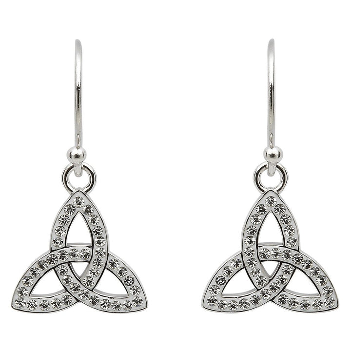 Sterling Silver Trinity Earrings Adorned By Swarovski Crystals SW43 - Claddagh Ring