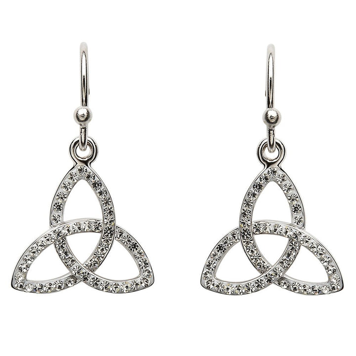 Sterling Silver Trinity Earrings Adorned By Swarovski Crystals SW7 - Claddagh Ring