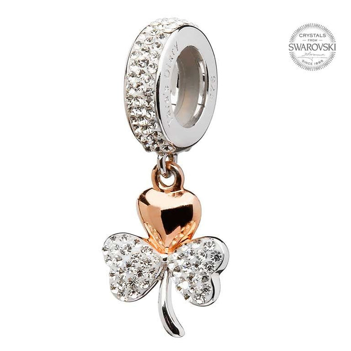 Tara's Diary Origin Rose Gold Plated Shamrock Encrusted With Swarovski Crystal - TD612 - Claddagh Ring