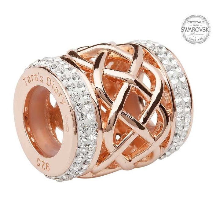 Tara's Diary Origin Celtic Rose Gold Plated Bead Adorned With Swarovski Crystal - TD614 - Claddagh Ring