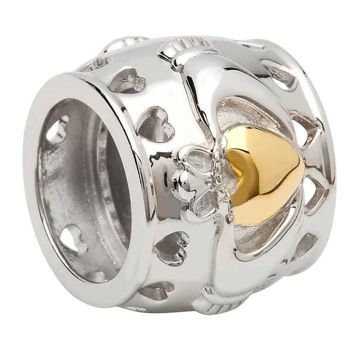 Tara's Diary Origin Sterling Silver Claddagh Gold plated Heart Bead - TD624 - Claddagh Ring