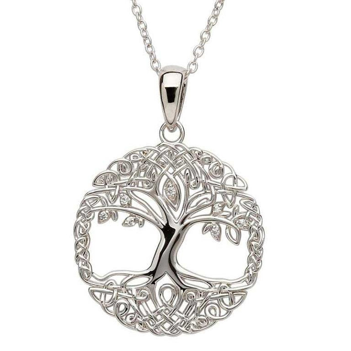 Sterling Silver Tree of Life Pendant with Chain SP2102CZ - Claddagh Ring
