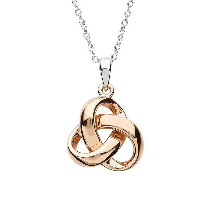 Silver Trinity Rose Gold Plated Pendant SP2237 - Claddagh Ring
