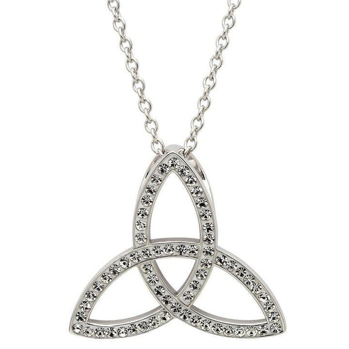 Sterling Silver Celtic Trinity Pendant Adorned By Swarovski Crystals SW41 - Claddagh Ring