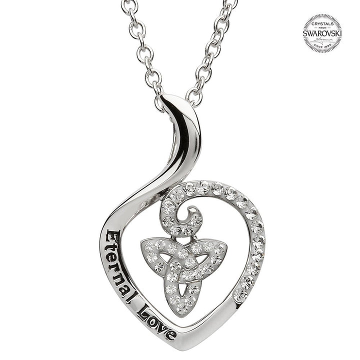 Sterling Silver Celtic "Eternal Love" Trinity Encrusted With White Swarovski Crystal SW87 - Claddagh Ring