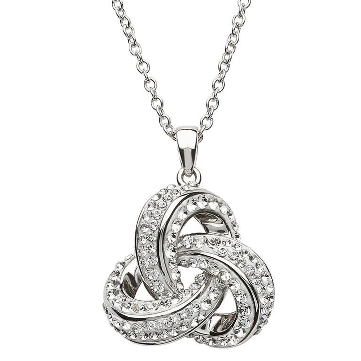 Sterling Silver Trinity Pendant Encrusted with Swarovski Crystals with Chain SW97 - Claddagh Ring