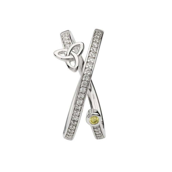 Sterling Silver Trinity Crisscross Ring Set With Peridot Stone - SL102 - Claddagh Ring