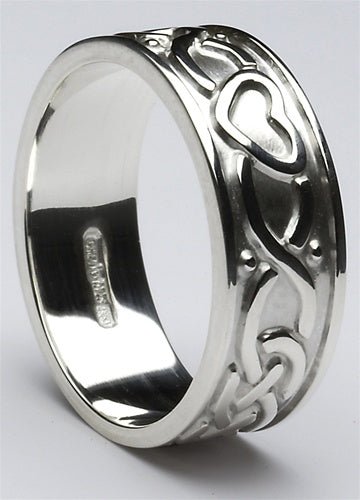 Retired Mens Silver Celtic Wedding Rings MS-WED275 - Claddagh Ring