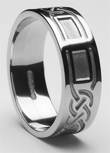 Retired Mens Silver Celtic Wedding Rings MS-WED285 - Claddagh Ring