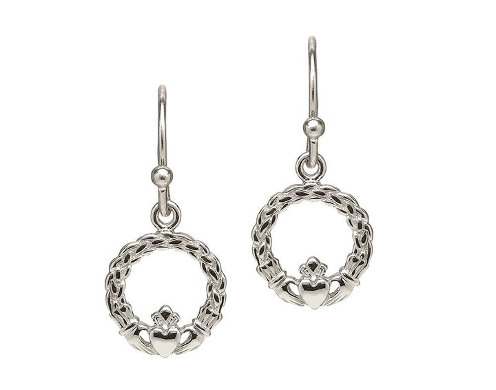 Sterling Silver Small Claddagh Drop Earrings - ANU2047 - Claddagh Ring
