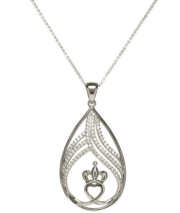 Sterling Silver Claddagh Pendant with CZ BP15 - Claddagh Ring