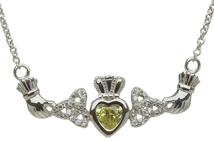 Mother & Family Claddagh & Trinity Birthstone Pendant Necklace LS-MP1-T - Claddagh Ring
