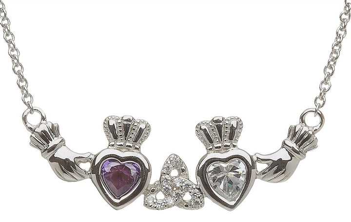 Mother & Family Claddagh & Trinity Birthstone Pendant Necklace LS-MP2-T - Claddagh Ring