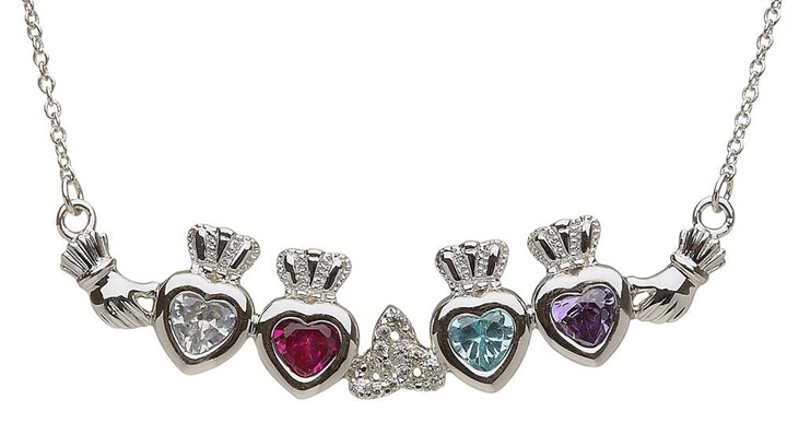 Mother & Family Claddagh & Trinity Birthstone Pendant Necklace LS-MP4-T - Claddagh Ring