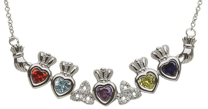 Mother & Family Claddagh & Trinity Birthstone Pendant Necklace LS-MP5-T - Claddagh Ring